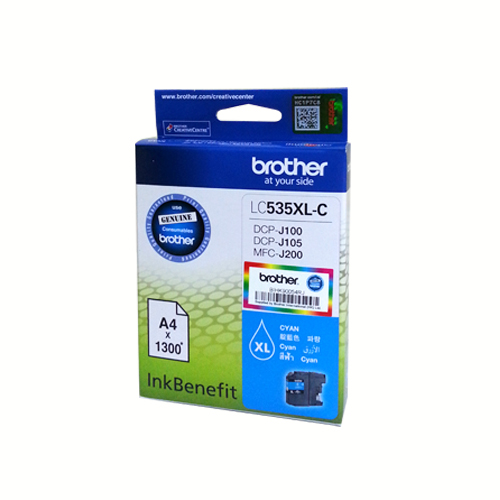 Brother LC535XL-C  原裝   高容量  Ink - Cyan DCP-J100 InkBenefit, DCP-J105 InkBenefit, MFC-J200 InkBenefit