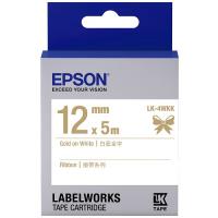 EPSON LK-4WKK  12mm  標籤帶-白底金字絲帶 C53S654440 