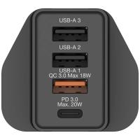 Verbatim 4端口 30W PD QC 3.0 USB 充電器  66897白色66892黑色