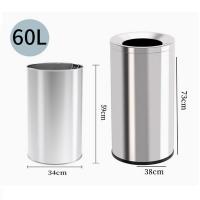 AutoMax 不銹鋼銀色圓形垃圾桶 60L 直投式 商場垃圾桶 酒店垃圾桶